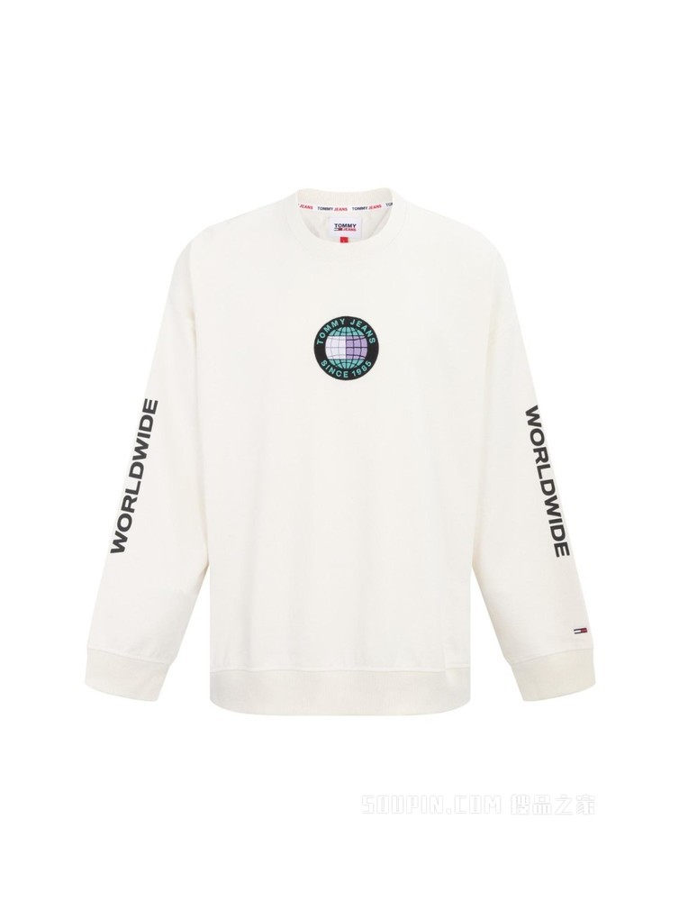 Tommy 22新款春季男装潮流圆领纯棉刺绣LOGO宽松卫衣DM0DM12376