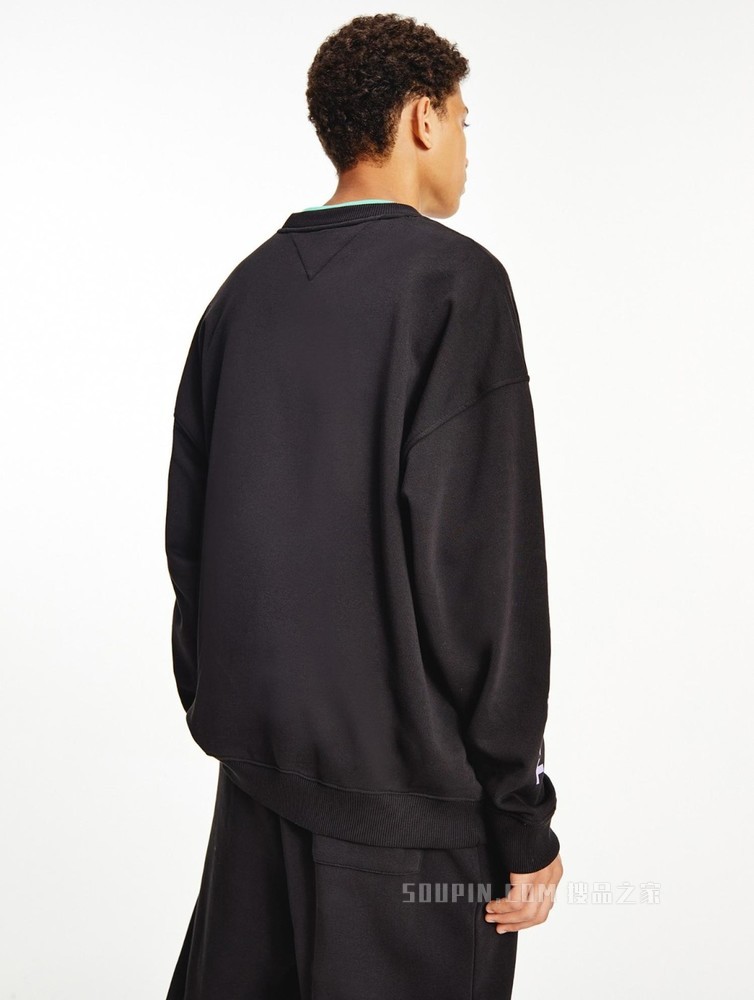 Tommy 22新款春季男装潮流圆领纯棉刺绣LOGO宽松卫衣DM0DM12376