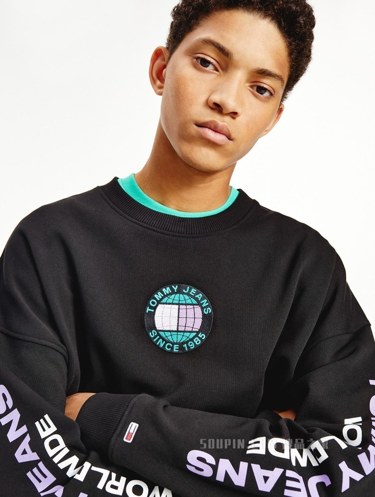 Tommy 22新款春季男装潮流圆领纯棉刺绣LOGO宽松卫衣DM0DM12376