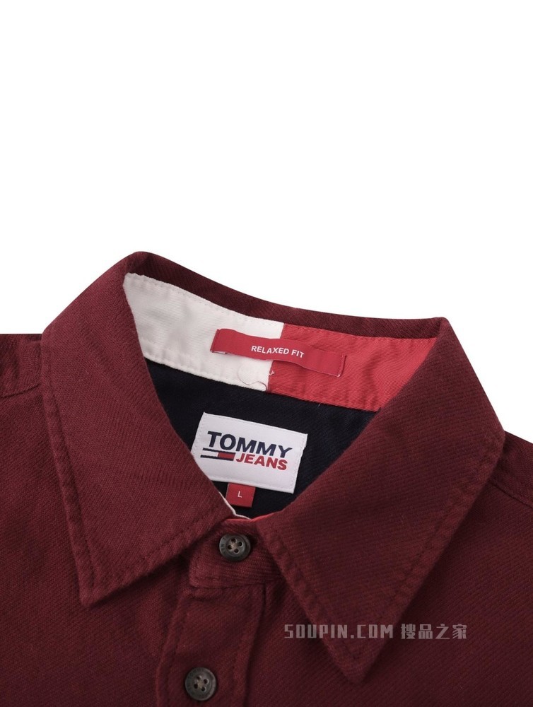 Tommy 22新款春季男装纯棉微抓绒口袋旗标宽松衬衫外套DM0DM12329