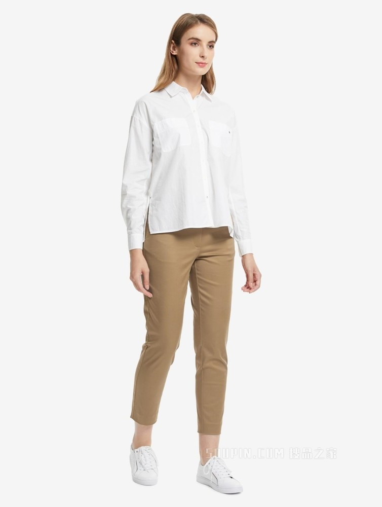 Tommy 女装春秋经典修身微弹九分裤休闲裤附撞色腰带WW0WW27848