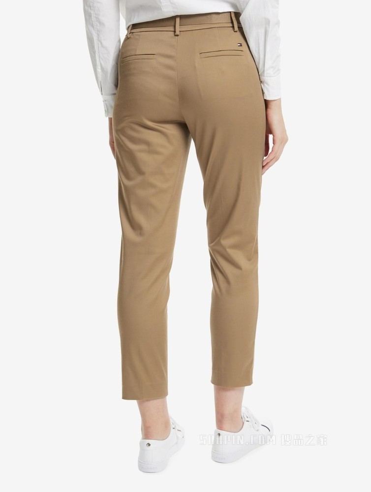 Tommy 女装春秋经典修身微弹九分裤休闲裤附撞色腰带WW0WW27848