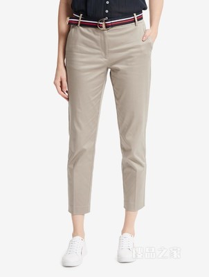 Tommy 女装春秋经典修身微弹九分裤休闲裤附撞色腰带WW0WW27848
