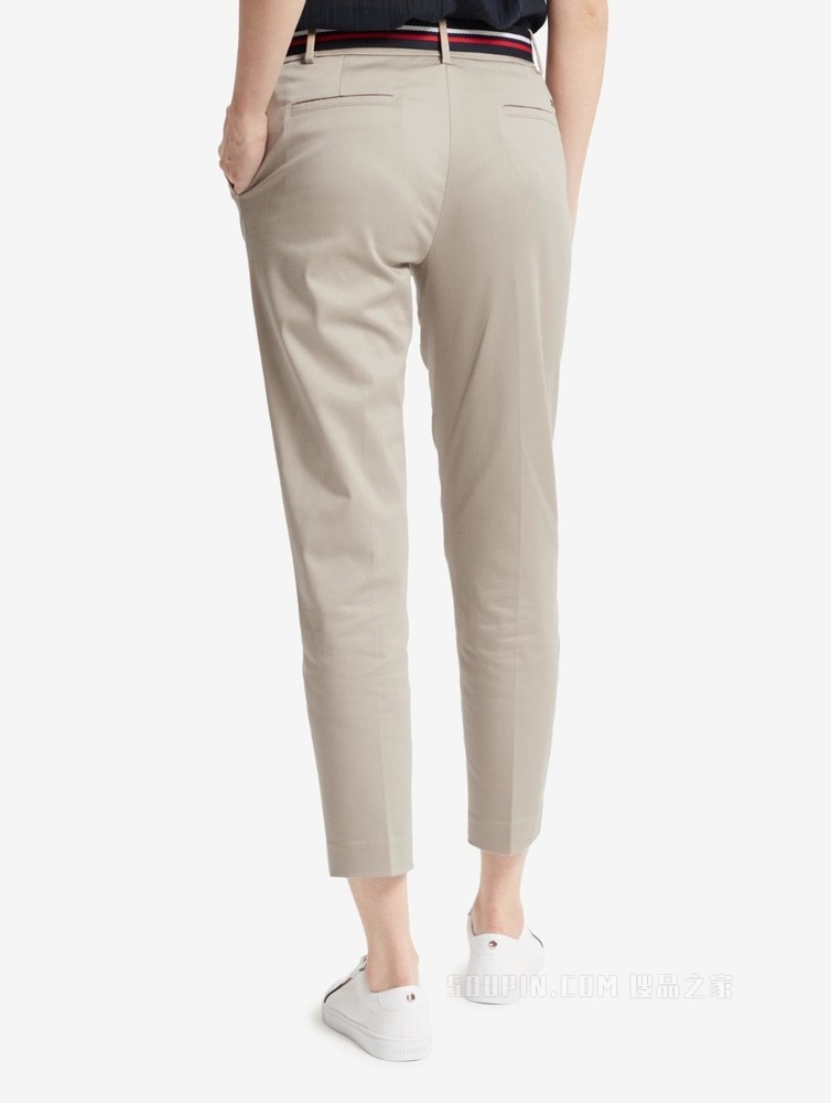 Tommy 女装春秋经典修身微弹九分裤休闲裤附撞色腰带WW0WW27848