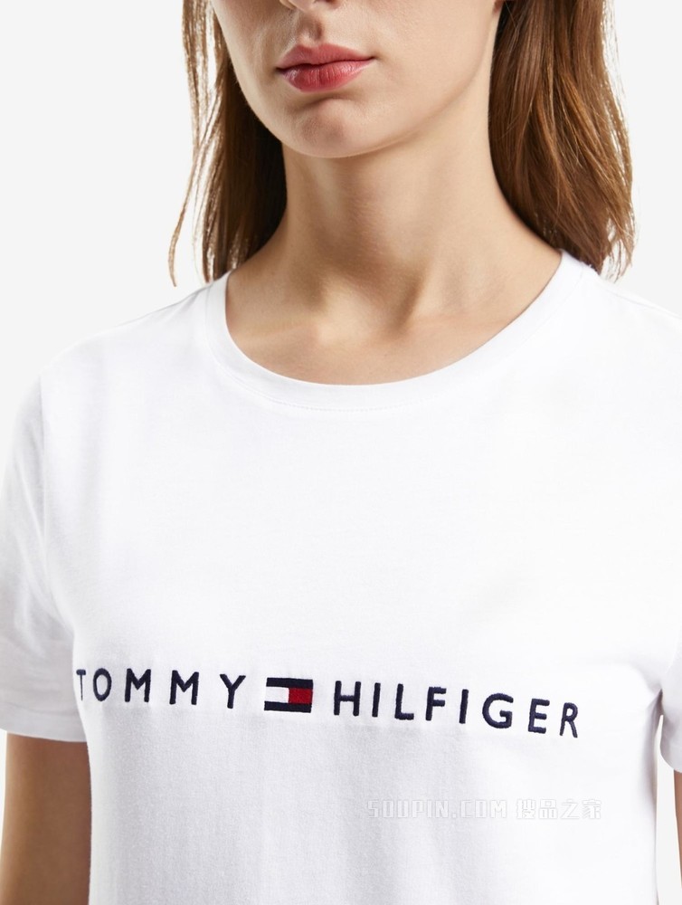 Tommy 女装经典简约LOGO刺绣圆领短袖休闲T恤RM876A2060