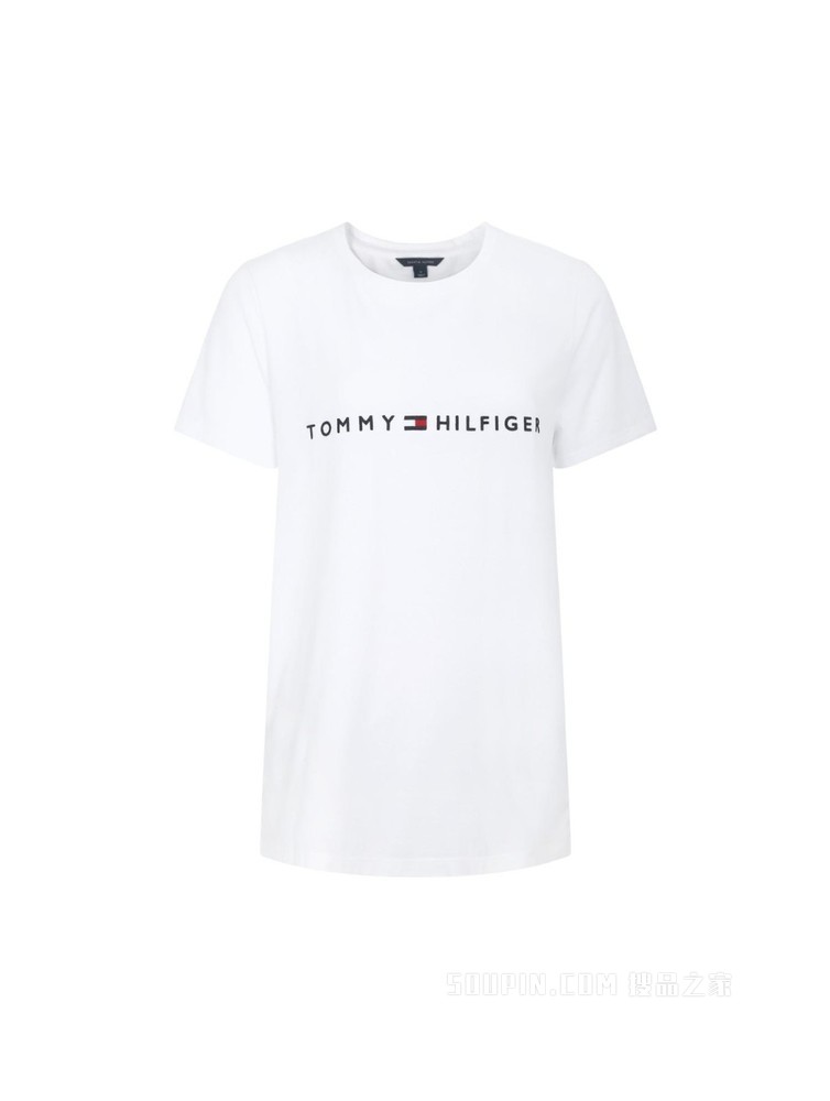 Tommy 女装经典简约LOGO刺绣圆领短袖休闲T恤RM876A2060