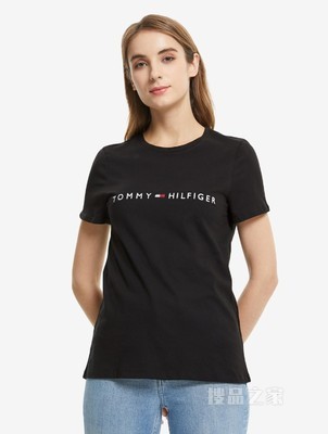 Tommy 女装经典摩登雅致纯棉字母刺绣LOGO纯色短袖T恤RM276A2060