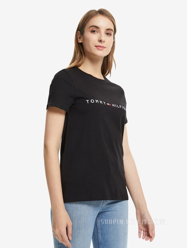 Tommy 女装经典摩登雅致纯棉字母刺绣LOGO纯色短袖T恤RM276A2060