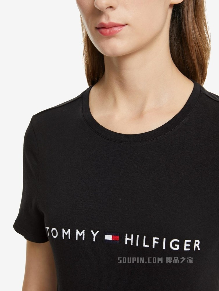 Tommy 女装经典摩登雅致纯棉字母刺绣LOGO纯色短袖T恤RM276A2060