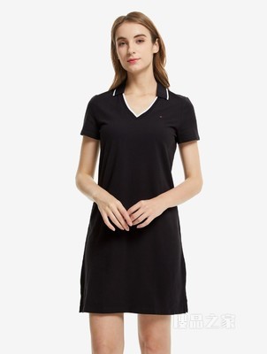 Tommy 女装经典摩登雅致棉质休闲V型开襟针织连衣裙RM176J0859