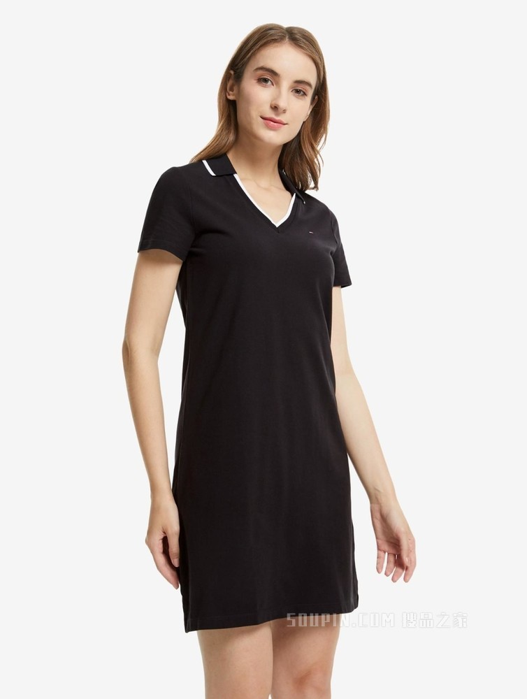 Tommy 女装经典摩登雅致棉质休闲V型开襟针织连衣裙RM176J0859