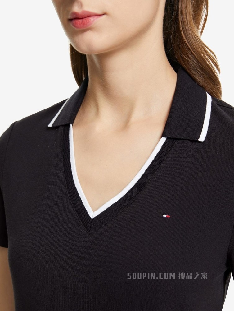 Tommy 女装经典摩登雅致棉质休闲V型开襟针织连衣裙RM176J0859