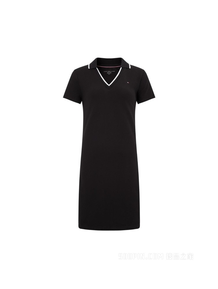 Tommy 女装经典摩登雅致棉质休闲V型开襟针织连衣裙RM176J0859
