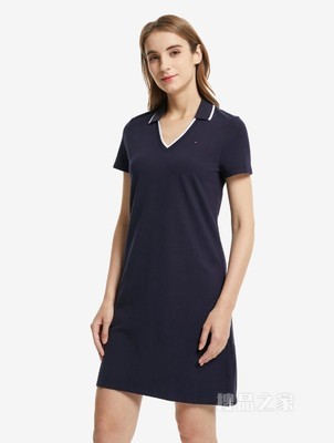 Tommy 女装经典摩登雅致棉质休闲V型开襟针织连衣裙RM176J0859