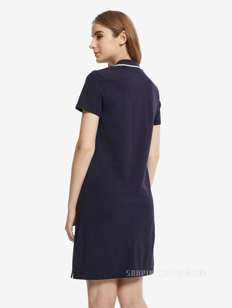 Tommy 女装经典摩登雅致棉质休闲V型开襟针织连衣裙RM176J0859