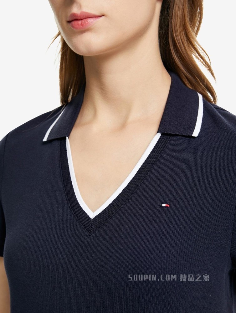 Tommy 女装经典摩登雅致棉质休闲V型开襟针织连衣裙RM176J0859