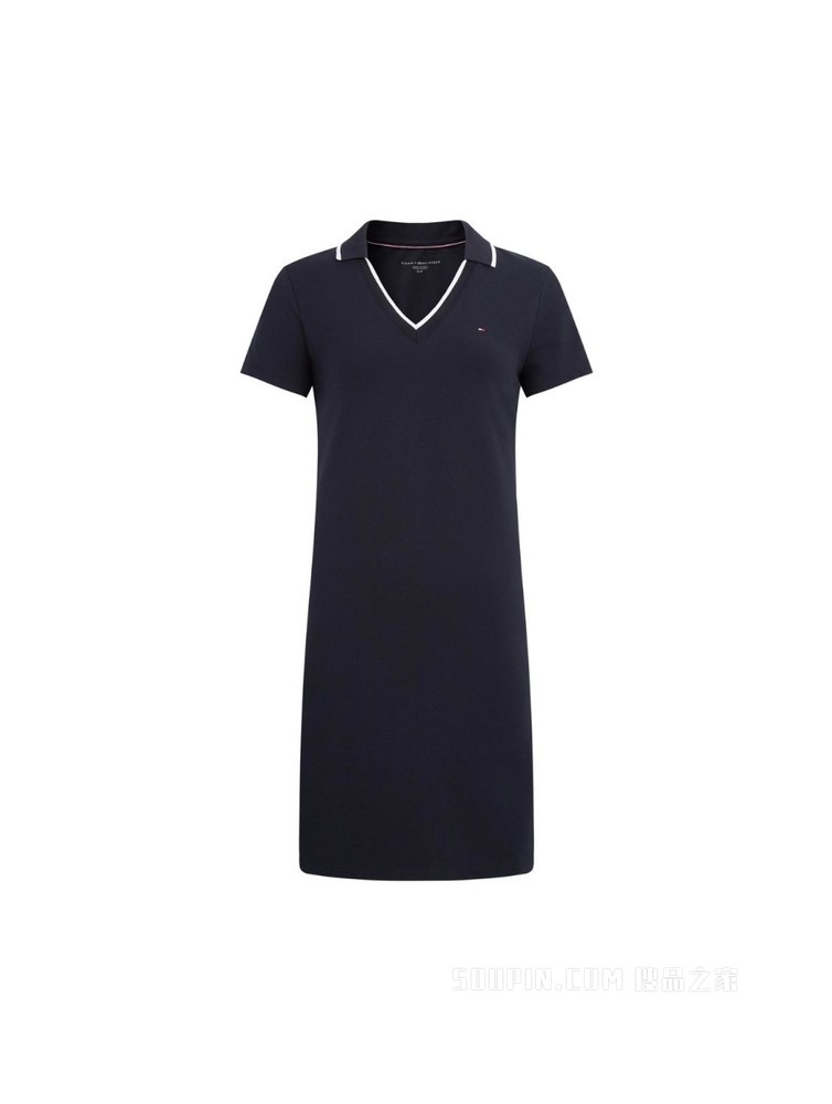 Tommy 女装经典摩登雅致棉质休闲V型开襟针织连衣裙RM176J0859