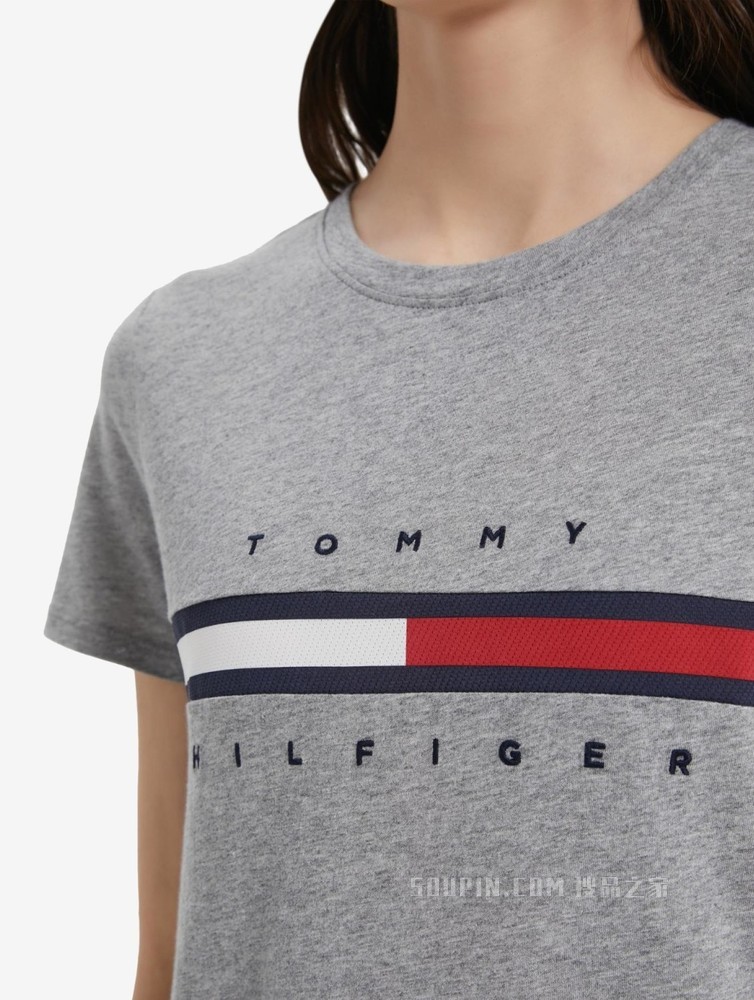 Tommy 22新款春夏女装时尚纯棉刺绣字母旗标短袖T恤RM176J1635