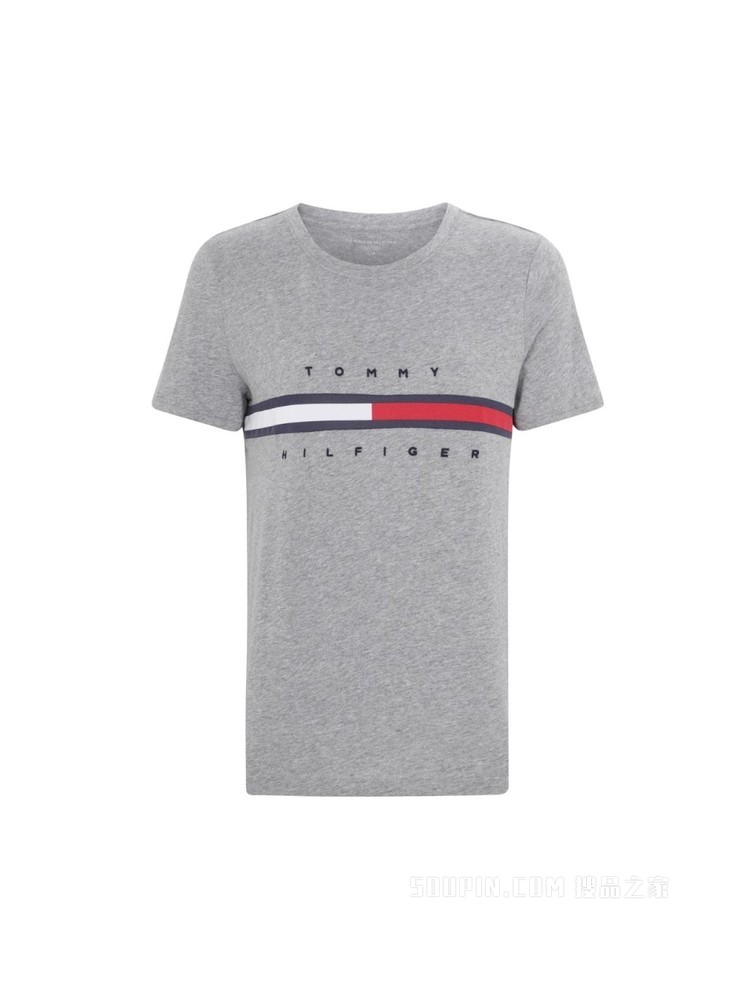 Tommy 22新款春夏女装时尚纯棉刺绣字母旗标短袖T恤RM176J1635