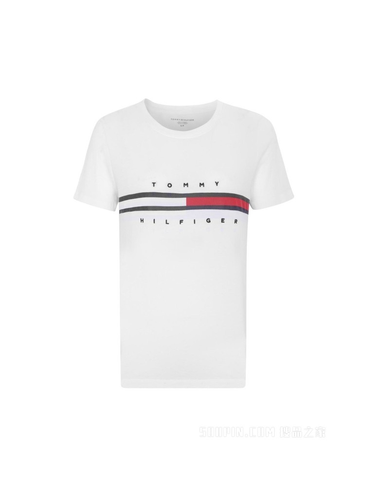 Tommy 22新款春夏女装时尚纯棉刺绣字母旗标短袖T恤RM176J1635