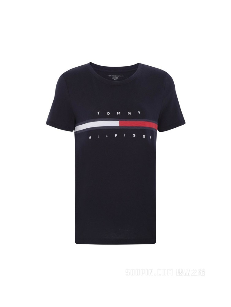 Tommy 22新款春夏女装时尚纯棉刺绣字母旗标短袖T恤RM176J1635