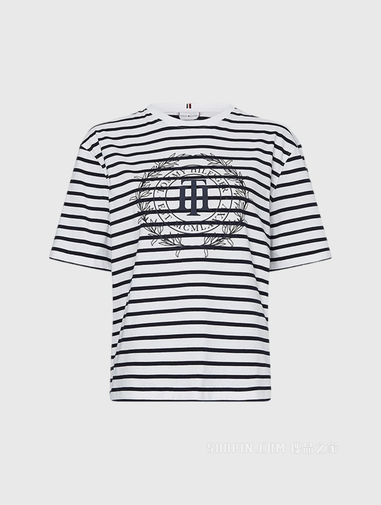 Tommy 22新款春夏女装休闲纯棉徽章印花宽松短袖T恤WW0WW33515