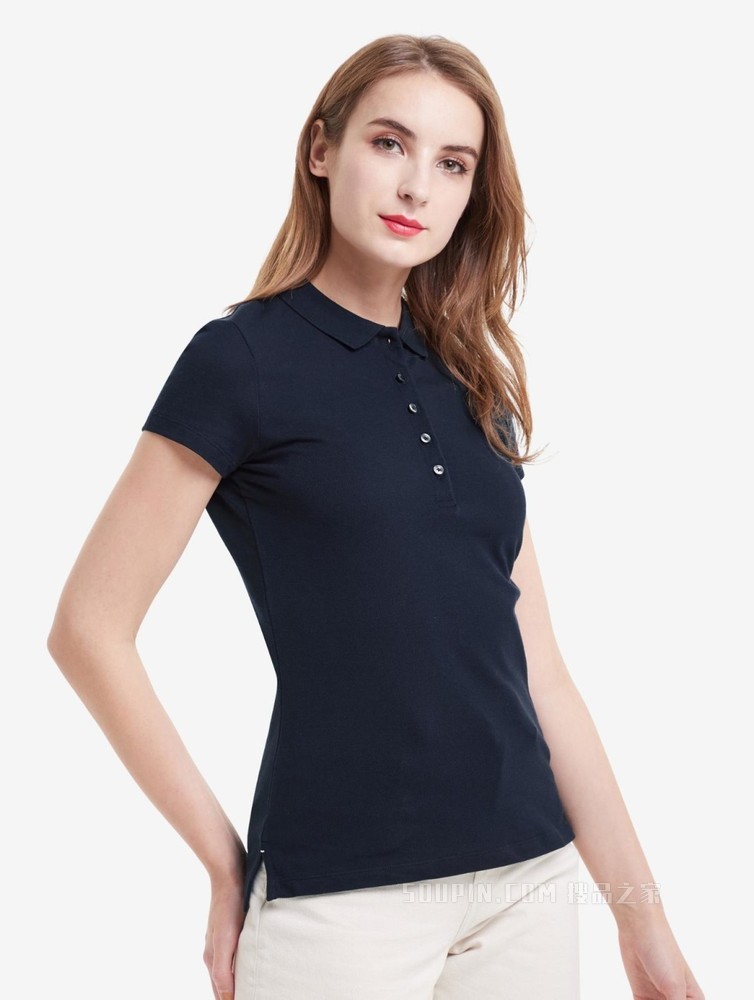 Tommy 女装经典时尚珠地棉刺绣旗标修身短袖POLO衫1M57636661