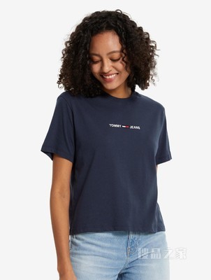 Tommy 春夏女装街潮时尚纯棉字母刺绣短版短袖T恤DW0DW10057