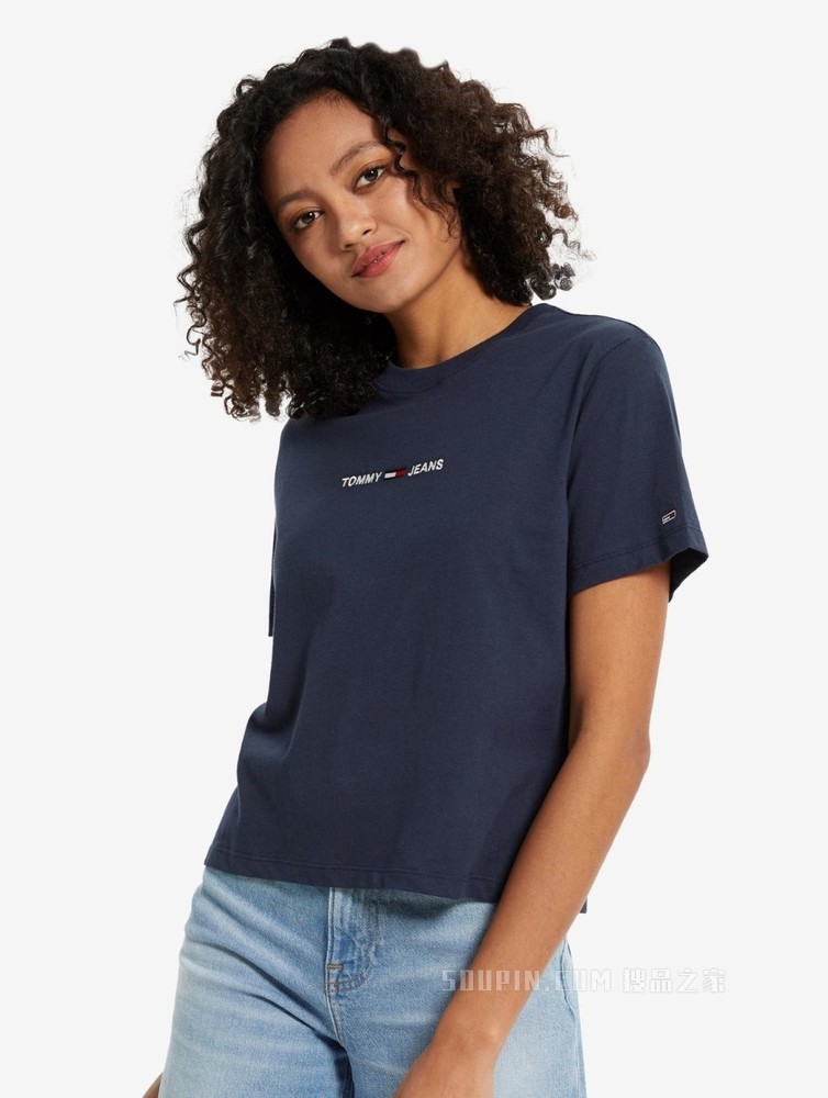 Tommy 春夏女装街潮时尚纯棉字母刺绣短版短袖T恤DW0DW10057