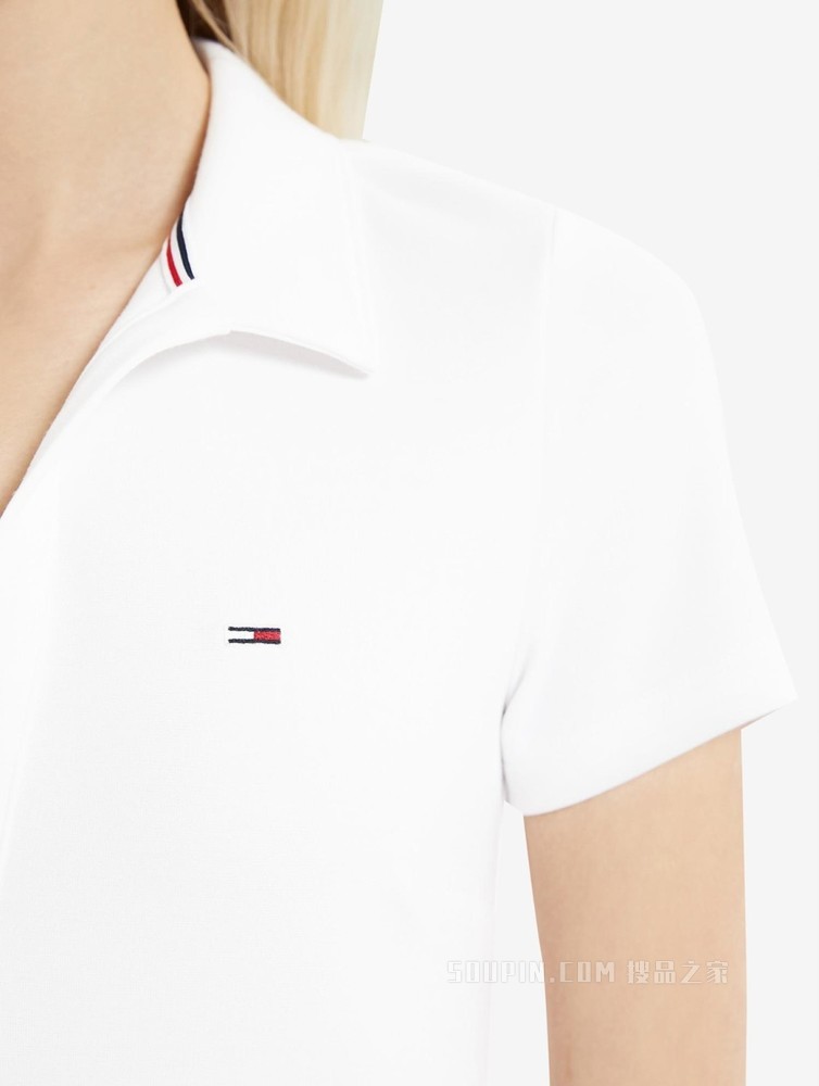 Tommy 22新款春夏女装休闲V领小绣标修身短袖POLO衫DW0DW12531