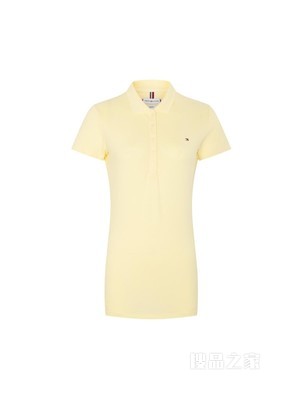 Tommy 春夏女装简约通勤珠地棉刺绣旗标翻领修身短袖POLO衫27947
