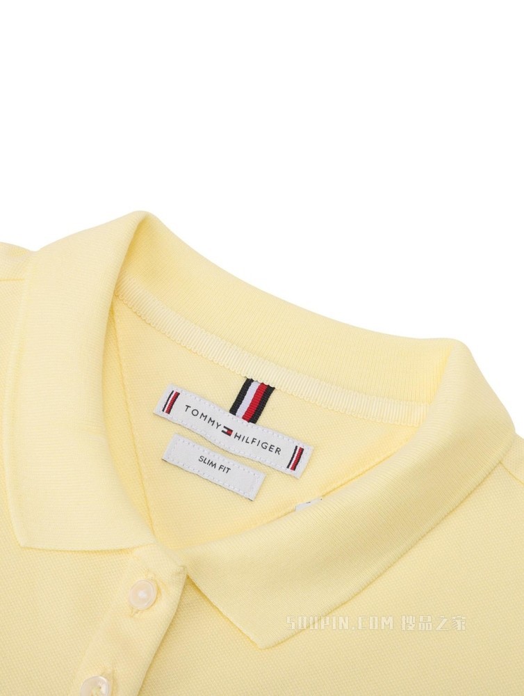 Tommy 春夏女装简约通勤珠地棉刺绣旗标翻领修身短袖POLO衫27947