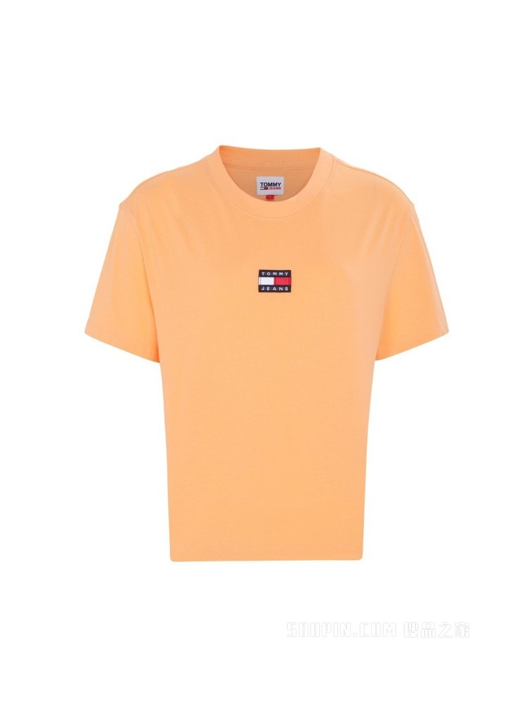 Tommy 女装经典短款高腰时尚旗标短袖针织T恤 DW0DW10404