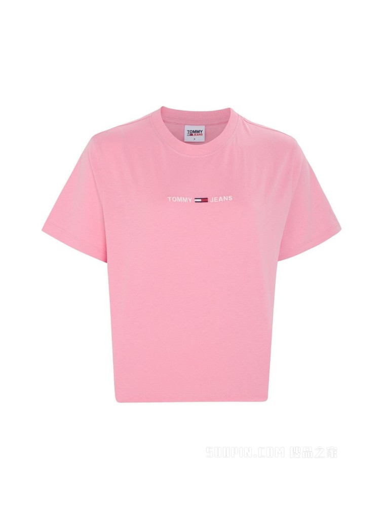 Tommy 春夏女装街潮时尚纯棉字母刺绣短版短袖T恤DW0DW10057