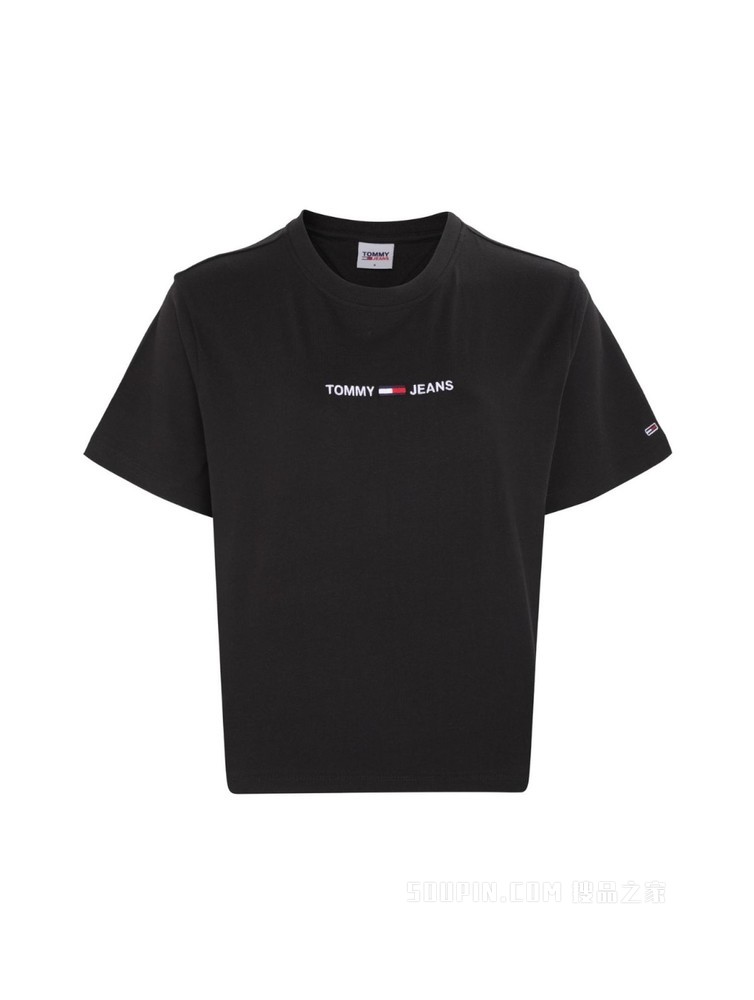 Tommy 春夏女装街潮时尚纯棉字母刺绣短版短袖T恤DW0DW10057