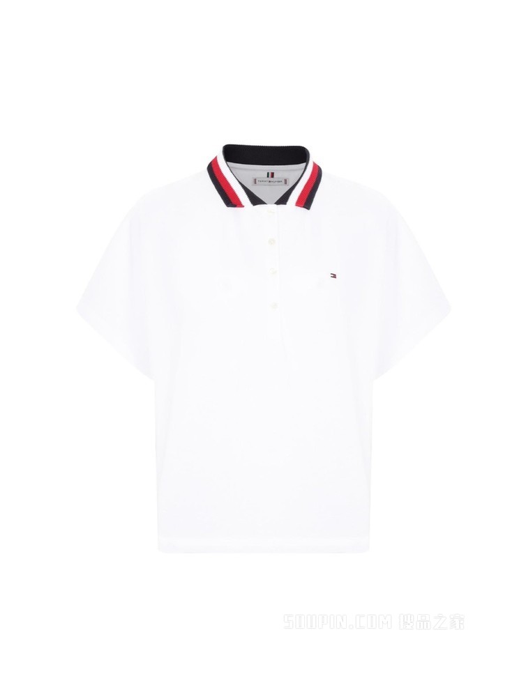 Tommy 22新款春夏女装时尚多色条纹珠地棉宽松短袖POLO衫33510