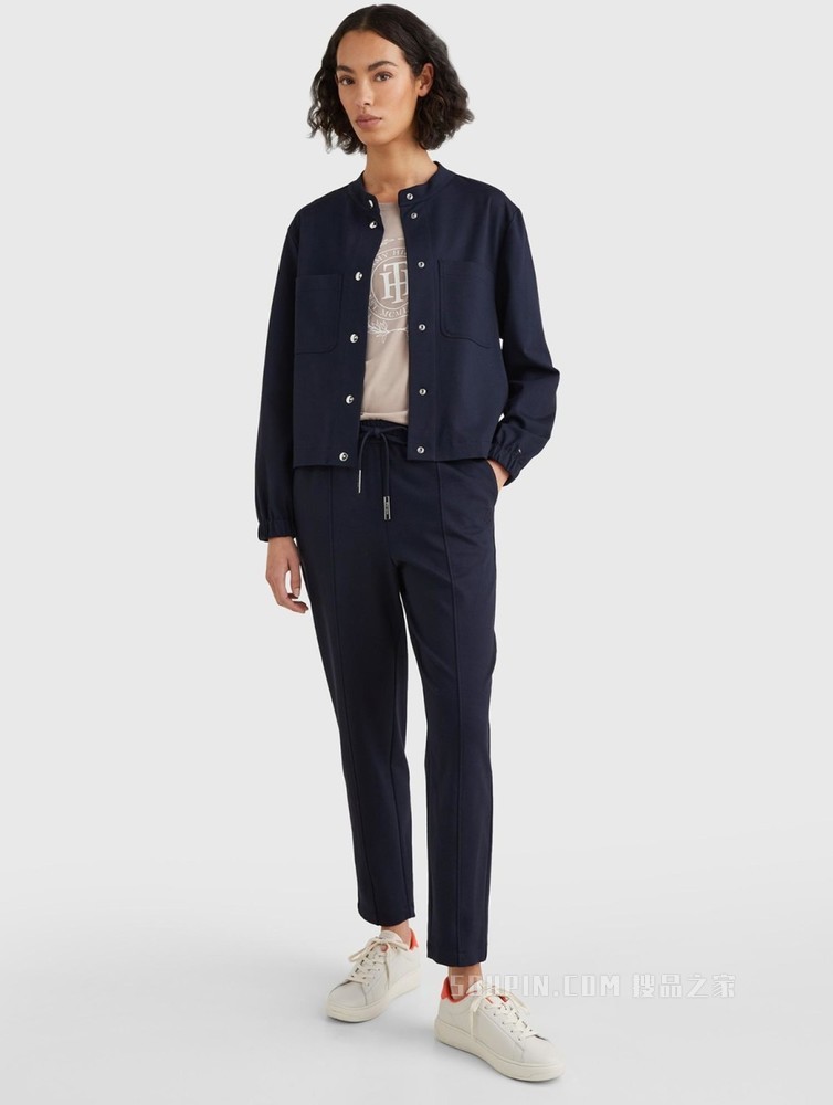 Tommy 22新款春夏女装中性工装风金属扣立领宽松单夹克外套33196