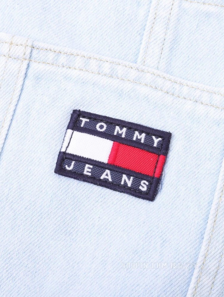 Tommy 22新款春夏女装时尚舒适棉麻旗标刺绣宽松牛仔背带裙12423