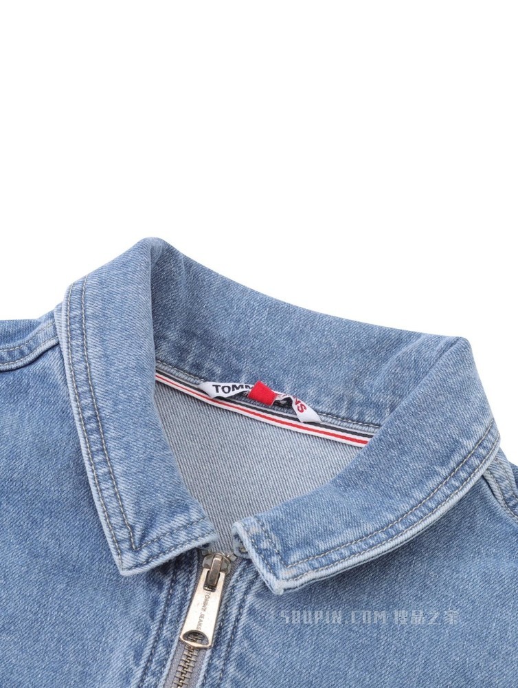 Tommy 22新款春夏女装潮流工装旗标拉链翻领牛仔连体衣DW0DW12422