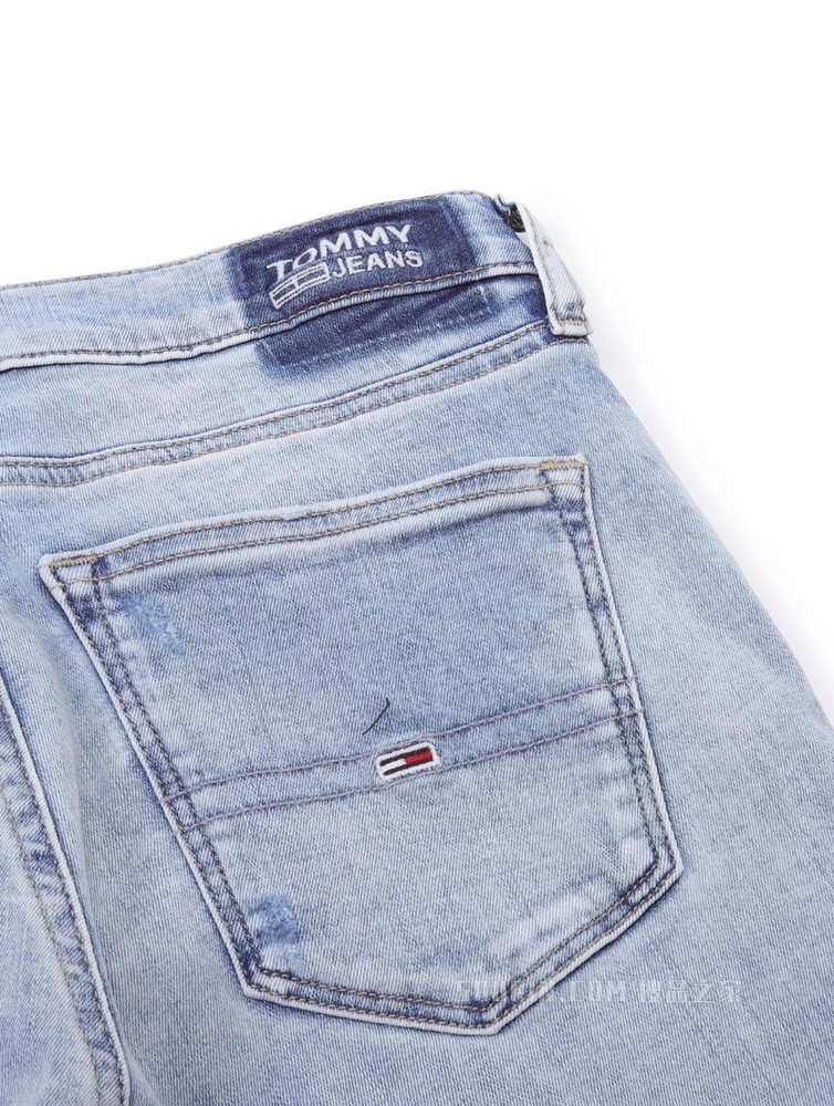 Tommy 22新款春夏女装时尚百搭刺绣LOGO破洞紧身牛仔裤DW0DW12393