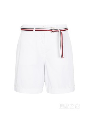 Tommy 22新款春夏女装时尚红白蓝腰带翻边脚口休闲短裤WW0WW30482