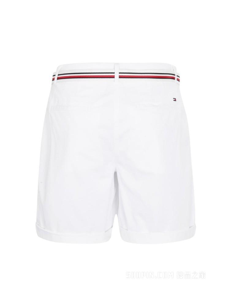 Tommy 22新款春夏女装时尚红白蓝腰带翻边脚口休闲短裤WW0WW30482