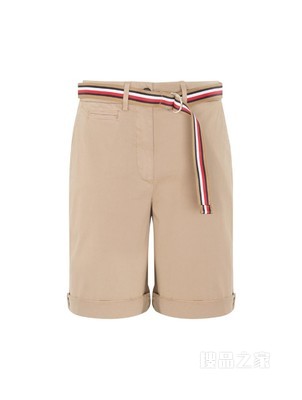 Tommy 22新款春夏女装时尚红白蓝腰带翻边脚口休闲短裤WW0WW30482