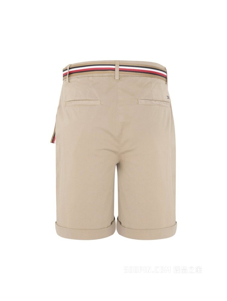 Tommy 22新款春夏女装时尚红白蓝腰带翻边脚口休闲短裤WW0WW30482