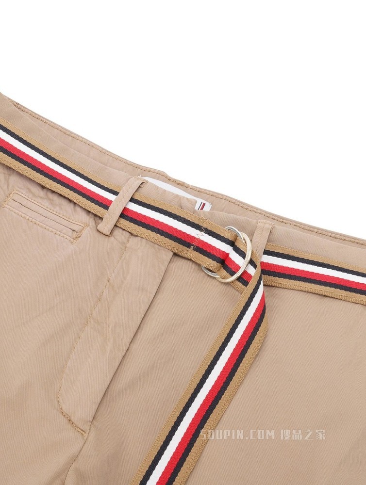 Tommy 22新款春夏女装时尚红白蓝腰带翻边脚口休闲短裤WW0WW30482