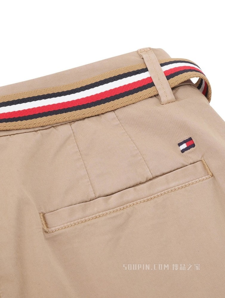 Tommy 22新款春夏女装时尚红白蓝腰带翻边脚口休闲短裤WW0WW30482