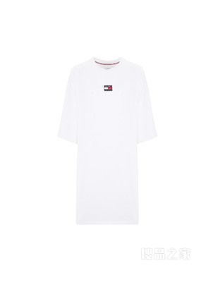 Tommy 22新款春夏女装休闲纯棉旗标绣片圆领宽松连衣裙DW0DW10370