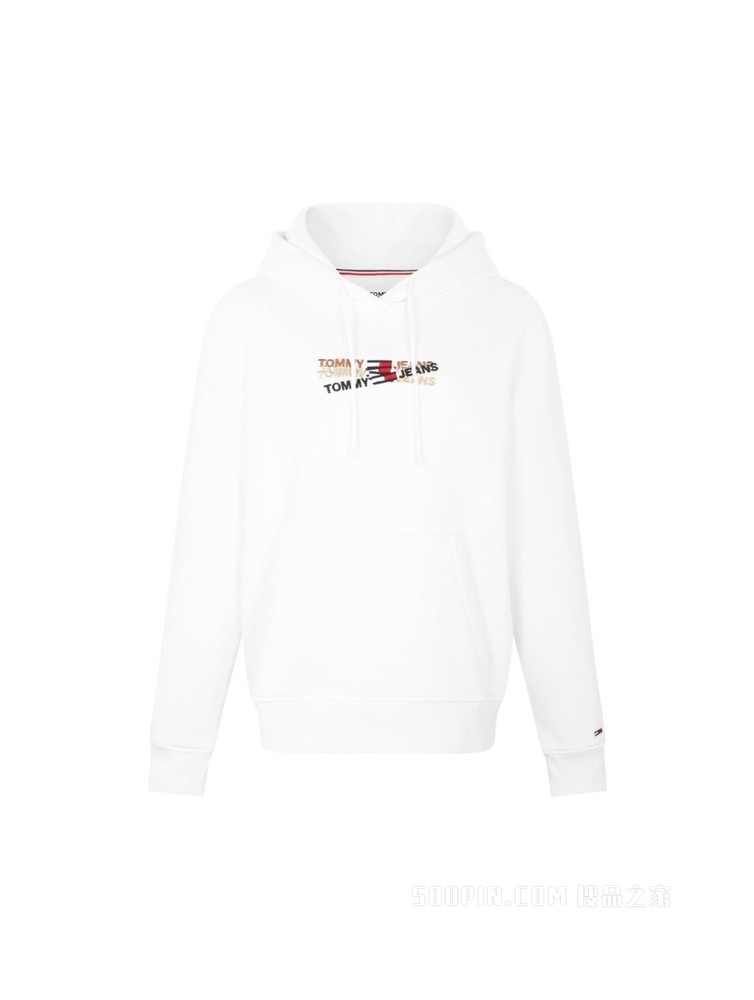 Tommy 22新款春季女装时尚多色重叠刺绣连帽宽松卫衣DW0DW11814