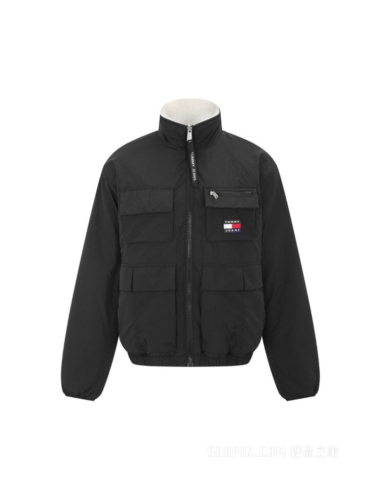 Tommy 22新款春季女装双面穿仿羊羔绒多口袋夹克外套DW0DW11834