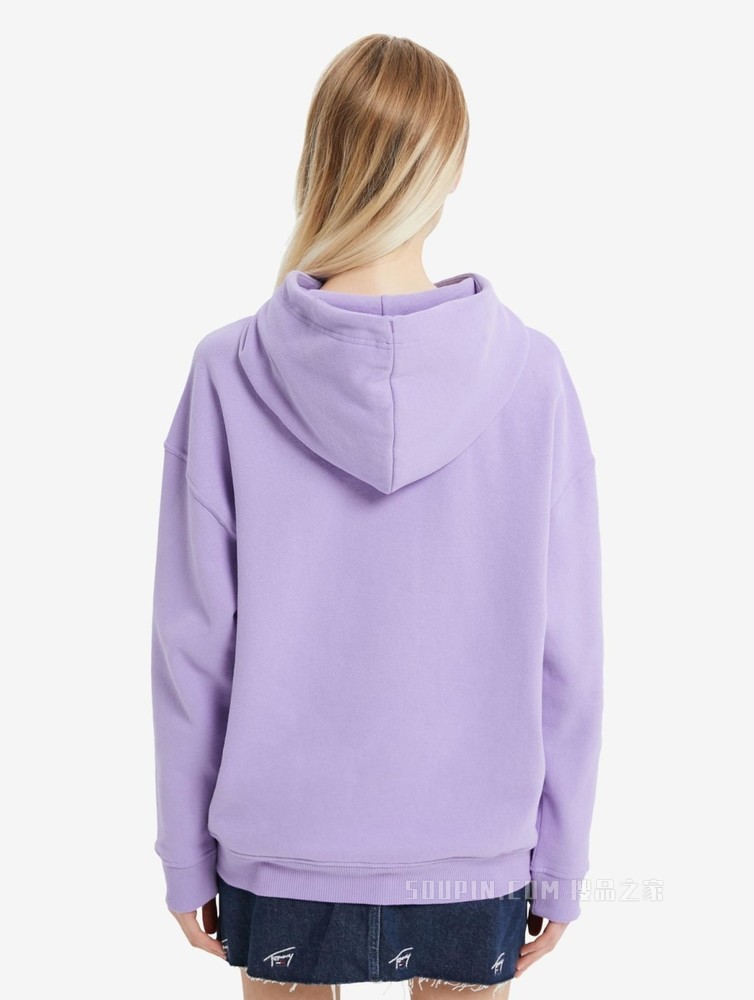 Tommy 22新款春季女装简约签字体刺绣连帽宽松加绒卫衣DW0DW11815